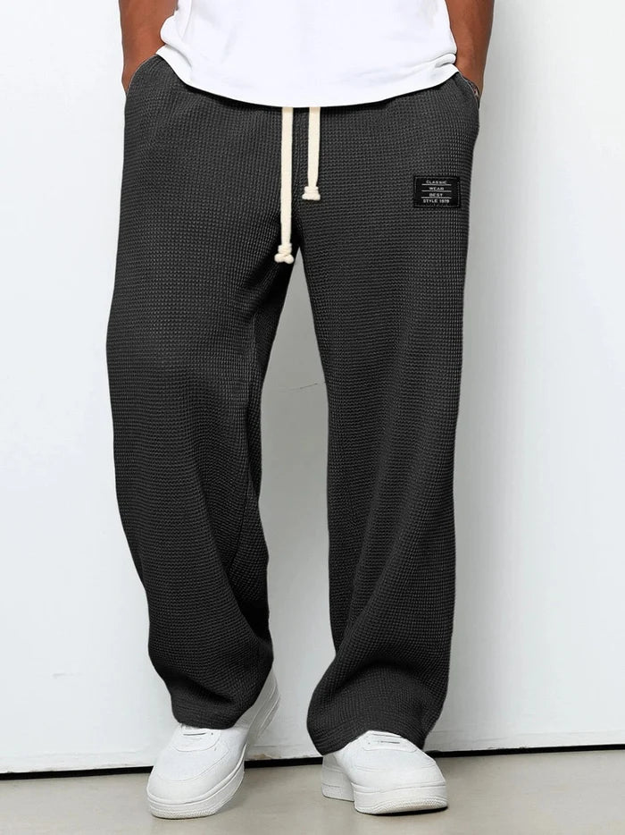 Pantalon décontracté en velours côtelé large gris pour homme