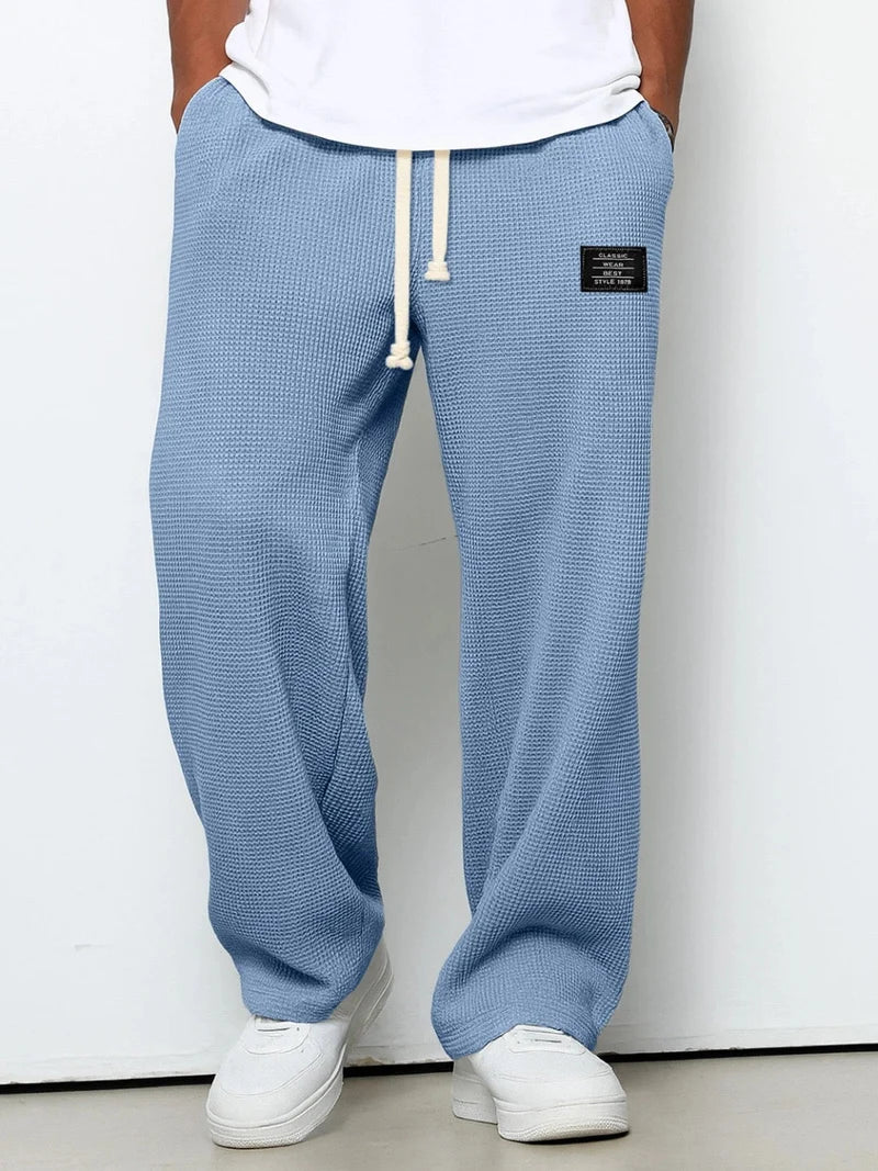 Pantalon décontracté en velours côtelé large gris pour homme